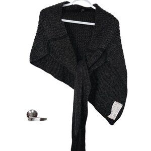 TNA Golden Oversized Sweater Scarf Gray Knit Wrap Shawl